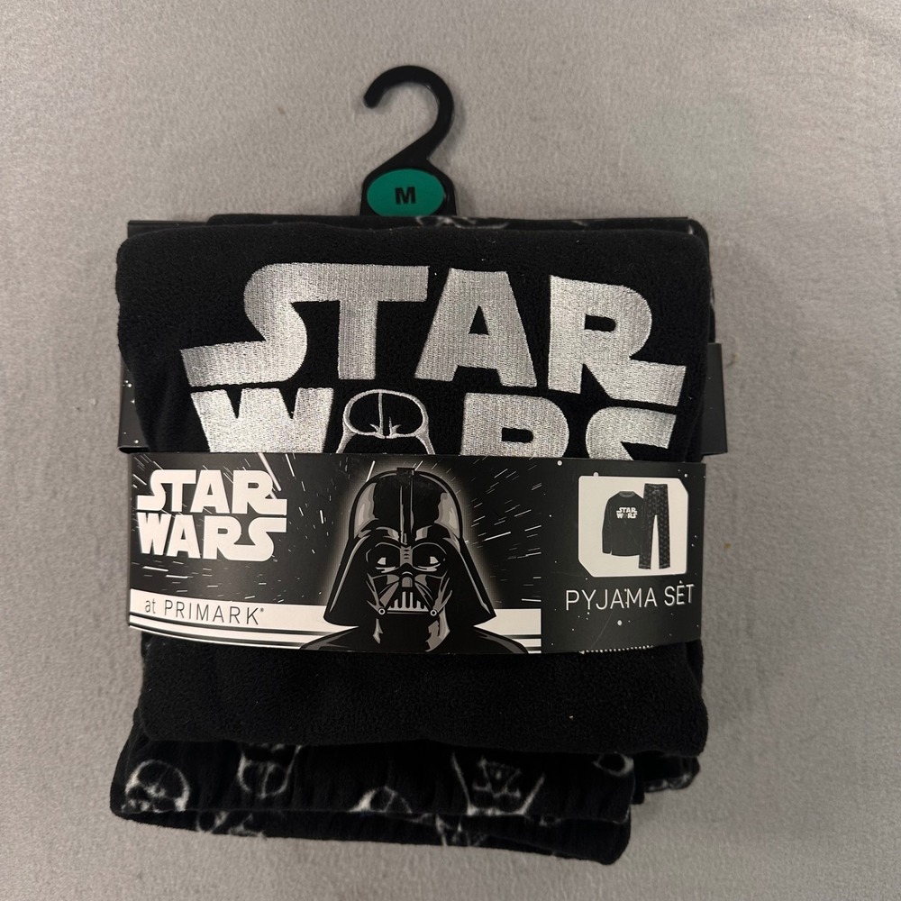 NWT Primark Star Wars Darth Vader Fleece Pyjama Set Mens Medium Black Silver NEW